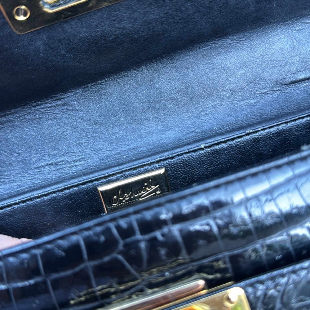 Ashneil Black Structured Satchel In Crocodile All… - image 7